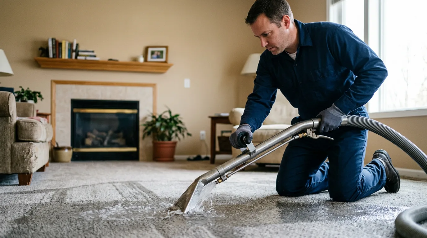Water damage restoration technician working near Des Plaines, IL